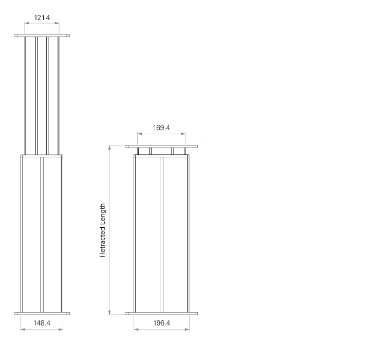 24V 2-Stage Electric Lifting Column with Remote Control 4500N Load