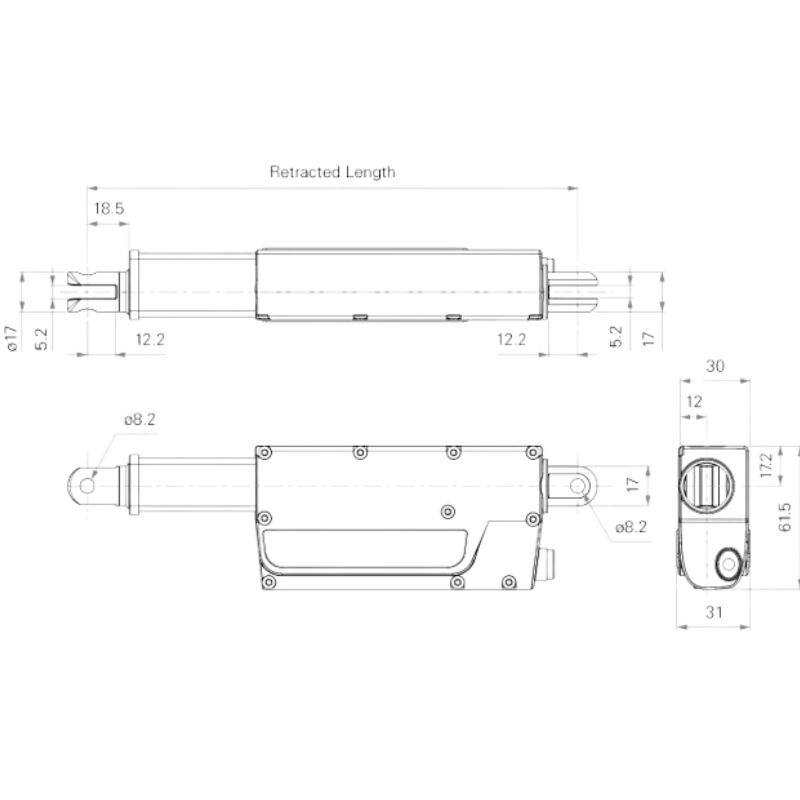 12V 24V DC Drive Slim Electric Linear Actuator 1500N Hall Sensors Feedback IP66